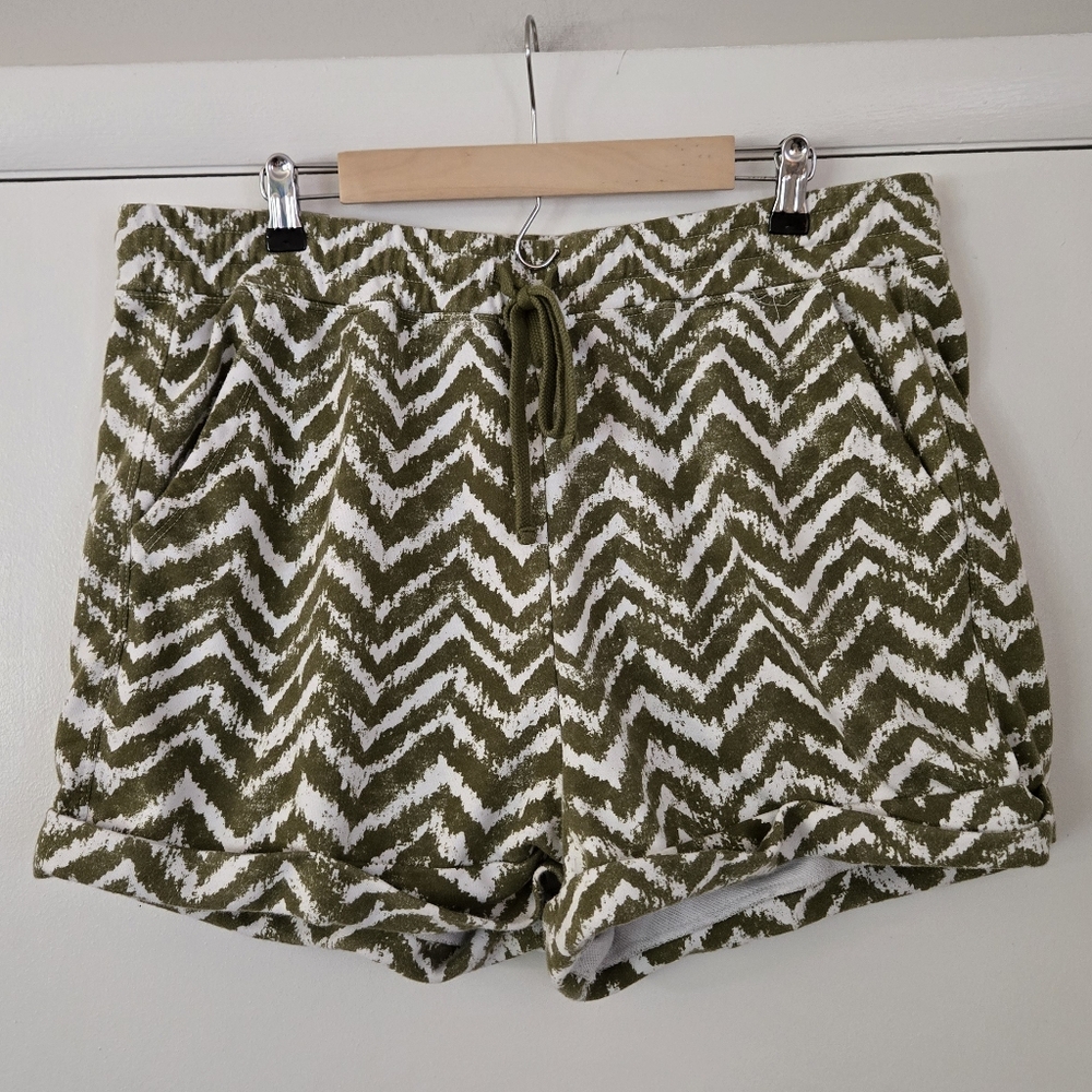 Daily Practice Green Ikat Drawstring Sweat Shorts Size XL